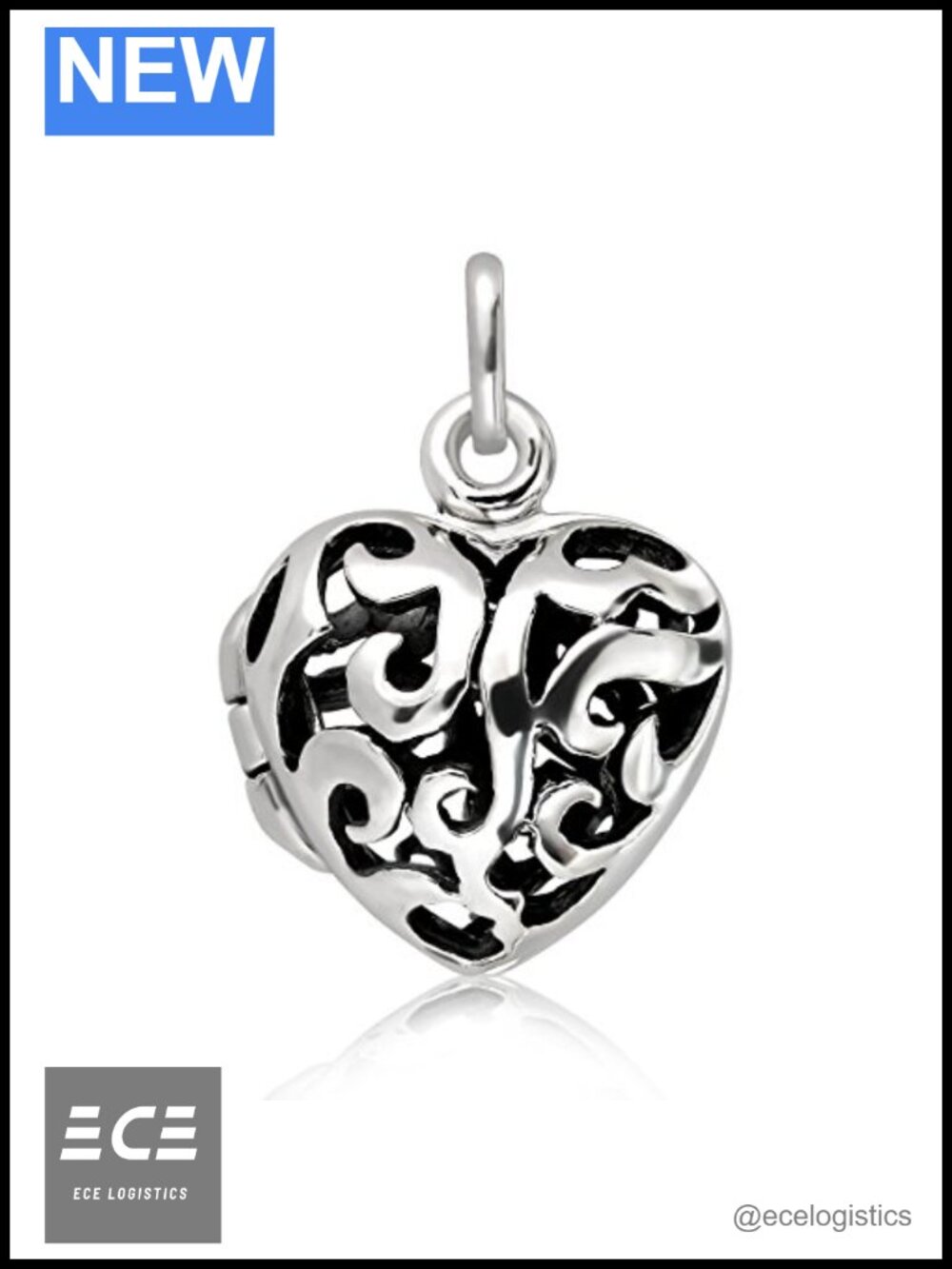 Sterling Silver Vintage Cut Out Heart Love Locket Pendant